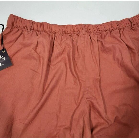Ava & Viv Women's Plus Size Linen Shorts - 3X, 4X Orange Red - Picture 5 of 8